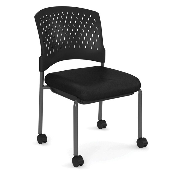 Aero Collection Armless Guest Or Side Chair With Black Fabric Seat And Titanium Frame